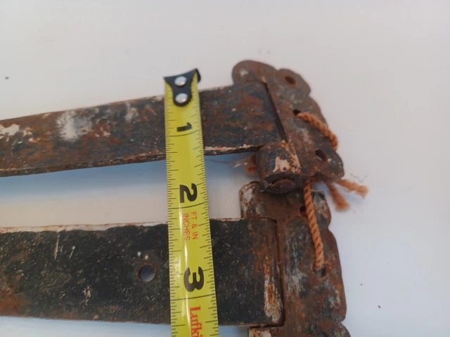 1-Pair Antique Wrought Iron 14" Hand Forged Barn Door Strap Hinges 7