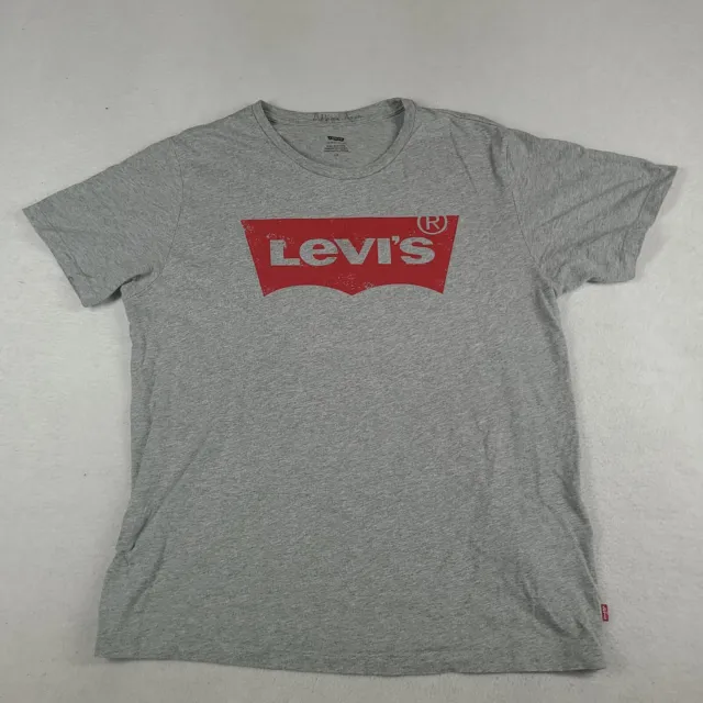 Levi's T Shirt Grey Short Sleeve Size L Graphic Tee Logo Adult Casual
