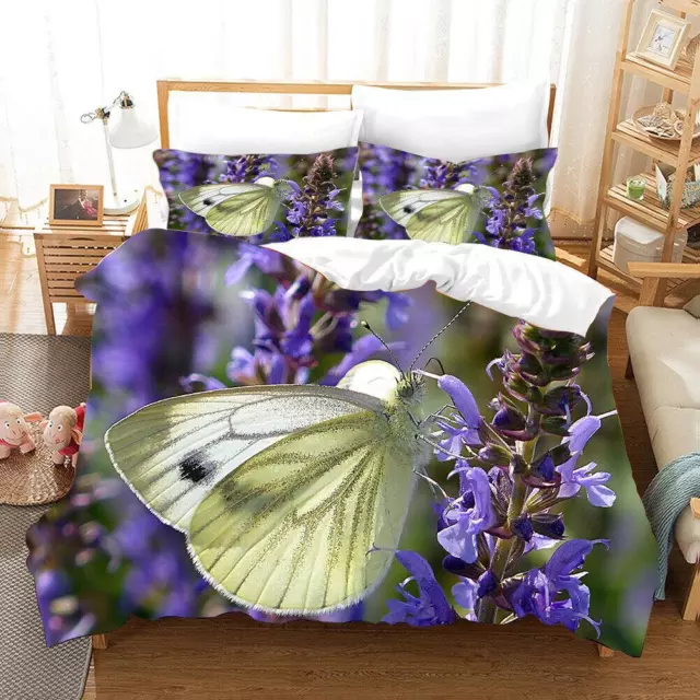 Flower Garden Butterfly Quilt Duvet Cover Set Comforter Cover Super King Kids