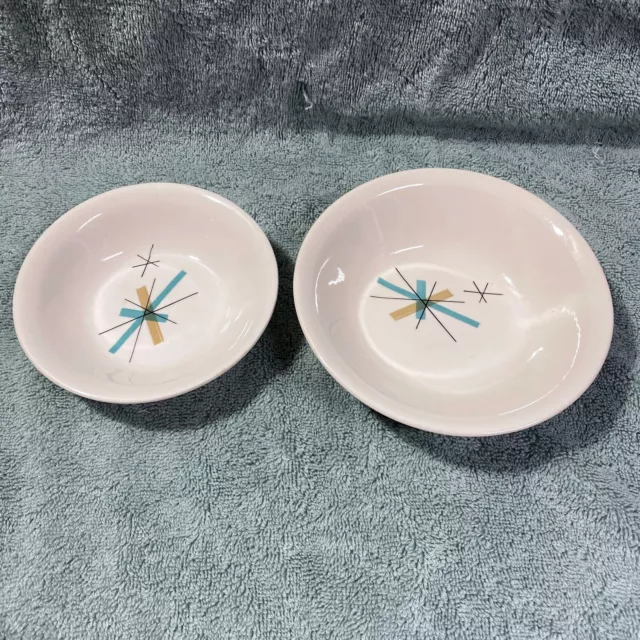 Lot of 2 Vintage Salem North Star Atomic Starburst 5" & 6" Berry Fruit Bowls MCM