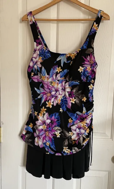 rose marie reid floral skirt dress cinched side swimsuit size XXL