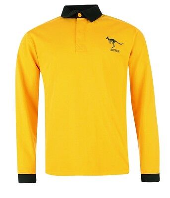 RWC Australie Rugby Manches Longues Polo Jaune NOIR TAILLE S Ou M Neuf