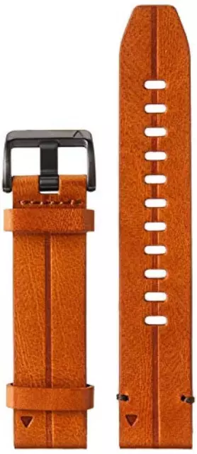 (TG. 22mm) Garmin Quickfit Cinturino, pelle di castagno, 22 mm - NUOVO