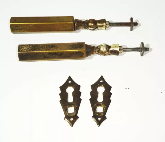2 Piece Brass Handles Furniture Keyhole Fittings Before 1945