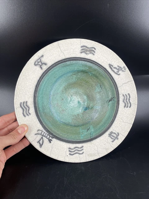Studio Art Pottery Raku Bowl Matti Hawaii Surfer Turtle Waves