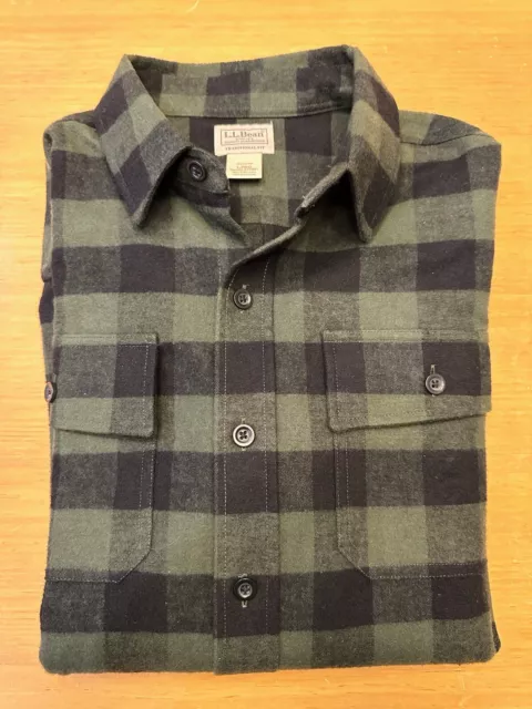 LL BEAN MEN’S Large Traditional Fit Plaid Chamois Cloth Flannel Shirt ...