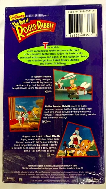 THE BEST OF Roger Rabbit (VHS, 1996) Disney - Steven Spielberg NEW ...