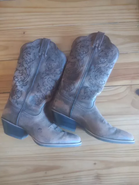 Twisted X Woman's Brown Embroidered Leather Cowboy Western Bomber Boots Size 8