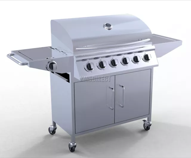 HEATSURE 6 Brenner BBQ Gasgrill Edelstahl Grill + 1 Seite Outdoor Neu