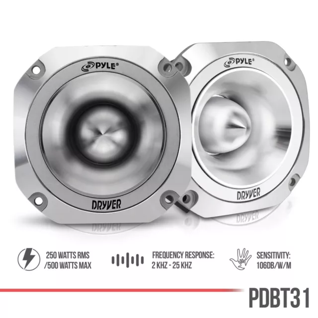 Pyle 4pack PDBT31 1.5in 2000W Heavy Duty Titanium Super Car Audio Tweeters 3