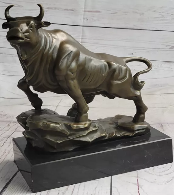 Vintage 1987 Miguel Lopez "The Monarch" Bronze Bull Sculpture Artist Signed Gift
