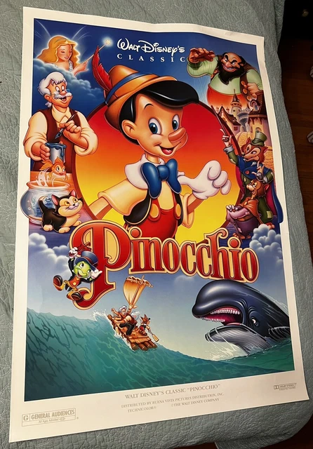 Walt Disney Pinocchio Original Movie Poster Ds 1992 Re-Release 27X40 Rolled