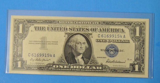 1957 Dollar Bill Silver Certificate $1 Blue Seal Note Crisp Uncirculated Unc