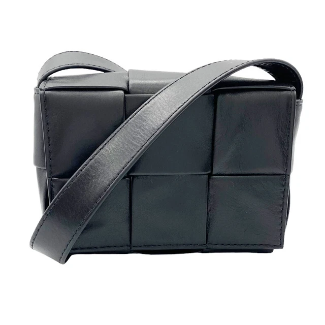 Bottega Veneta Candy Cassette 667048 Calfskin Black Ladies Shoulder Bag Used