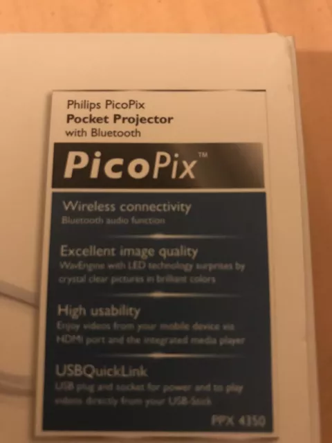 Philips Picopix Projektor Ppx4350 kabelloser Bluetooth Taschenprojektor neu versiegelt 2