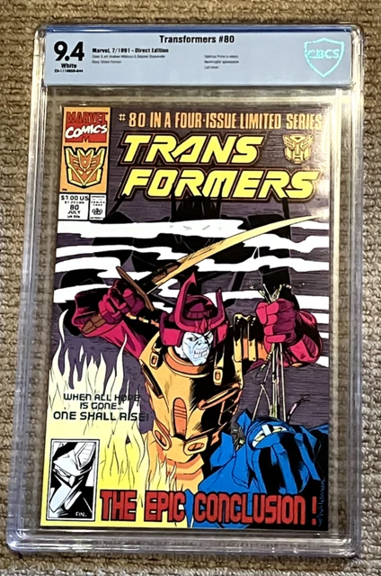 Marvel Comics  TRANSFORMERS #80  (1991)  CBCS 9.4  LAST ISSUE  LOW PRINT RUN