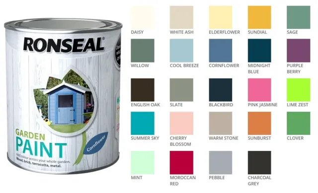 Ronseal Outdoor Garden Paint - For Exterior Wood Metal Stone Brick - All Colours