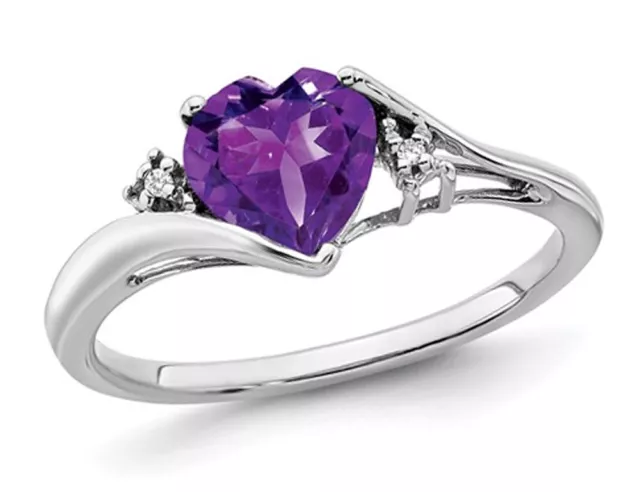 1.08 Carat (ctw) Amethyst Heart Promise Ring in 14K White Gold