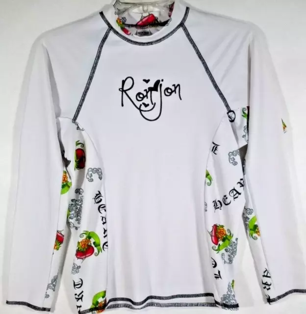 Ron Jon Surf Shop-Womens Long Sleeve Rash Guard Surfing Shirt-Medium-White