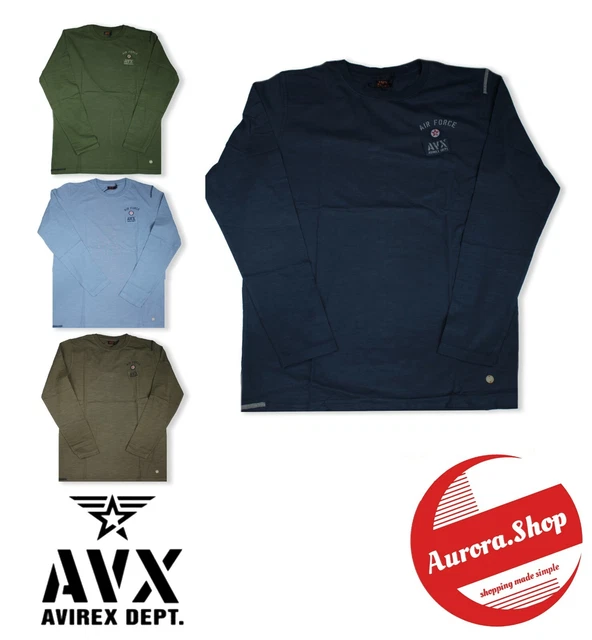 t shirt UOMO 100% cotone manica lunga AVIREX maglietta estiva stampa logo 4 colo