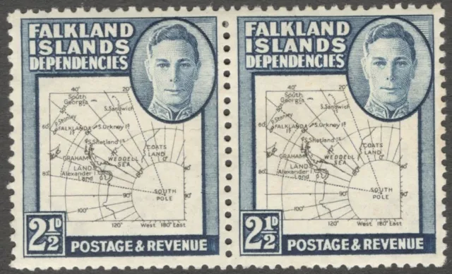 AOP Falkland islands Dependencies #1L13 1949 Map 2 1/2d pair MNH