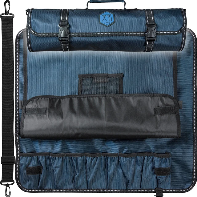 Knife Roll Bag Storgae Case for Chef 8 Slot Portable Knife Bag Canvas Blue Color