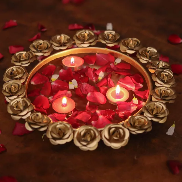 Metal Rose Urli Shaped Bowl for Home Décor//Office Décor//Diwali Gift 12 inch