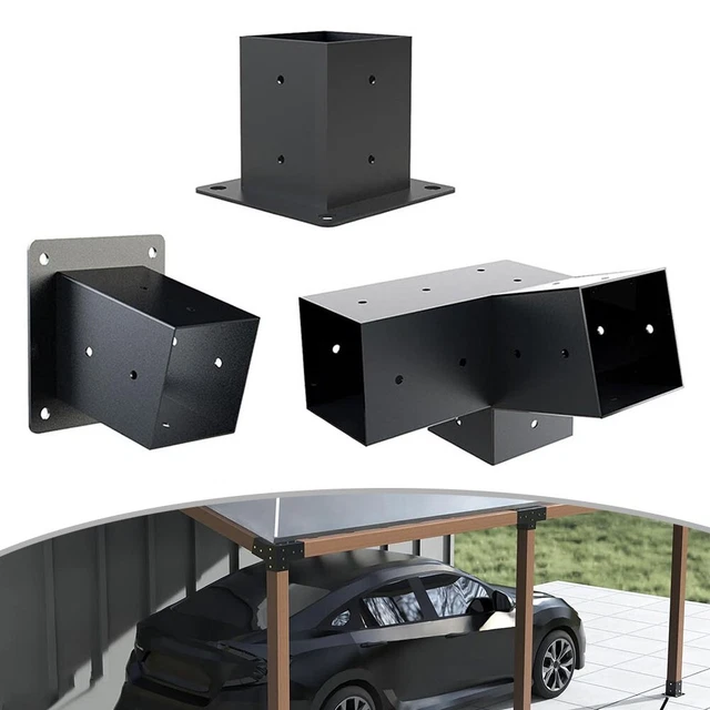 Kit Support Mural Pergola Toit Incliné - En Acier, Pour Poteaux 10.2x10.2cm | Structure 3 Voies Ou Unidirectionnelle