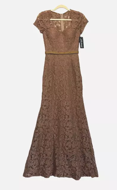 NWT La Femme 20464 Formal Trumpet Gown Sz 4 Coffee Brown Prom Wedding Gala Dress