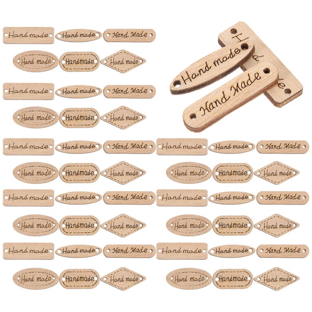 50 piezas Botón Placa De Nombre Botón De Costura De Madera Etiqueta Regalo