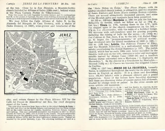 Jerez de la Frontera 1929 peq. mapa ciudad orig. + guía ingl. (4 p.) Los Cisnes