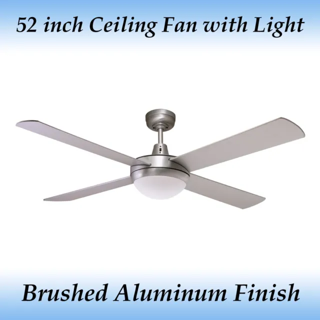 Fias Genesis 52 inch 4 blade Ceiling Fan with Light in Silver