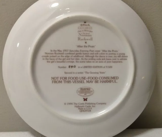 After the Prom Norman Rockwell The Curator collection plate by Gorham Fine china 3