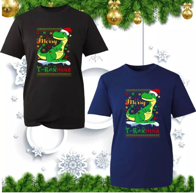 Maglietta Merry T-Rex Massa Buon Natale Santa Trex Dinosauro Natale Rex Top Inverno
