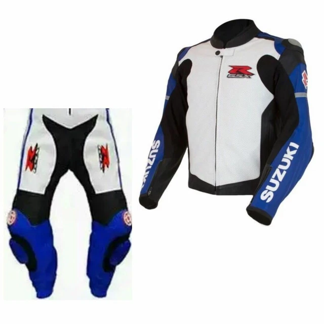 SUZUKI GSXR COMBINAISON de moto en cuir moto Sport Biker Racer armure de protect EUR 359,99 