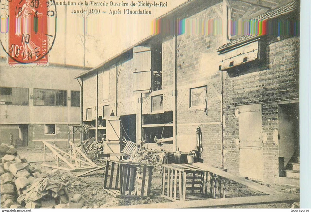CHOOSEY LE ROI - Flooding of Workers' Glassworks - January 1910 -