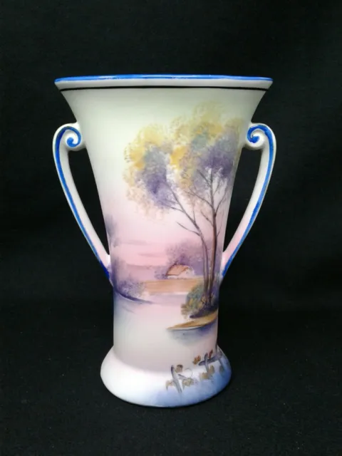 Art Nouveau (1920s) Noritake Morimura Brothers Double Handled Hand Painted Vase