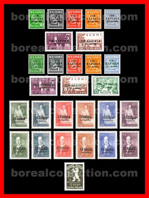 FINLAND MNH 1941-1943 East Karelia Scott N1-28 Occupation Russia WWII - FULL SET