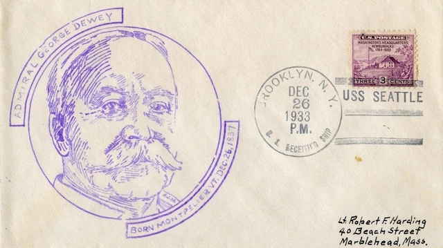 1933 U.s. Cover Us Naval Ship Cover Uss Seattle Acr-11 Pre Wwii 10/26/1933 $75