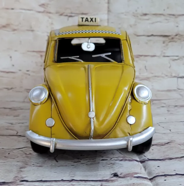 Metal Yellow Checker Cab Vintage 1930`s TAXI Sedan Model Art Sculpture Decorativ 2