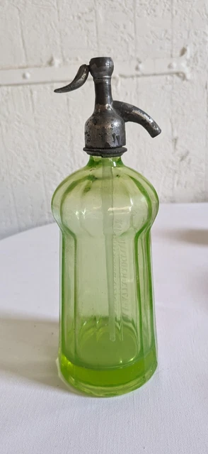 Ancienne Bouteille Siphon à Eau De Seltz En Uraline - Occasion - Objet De Collection Vintage
