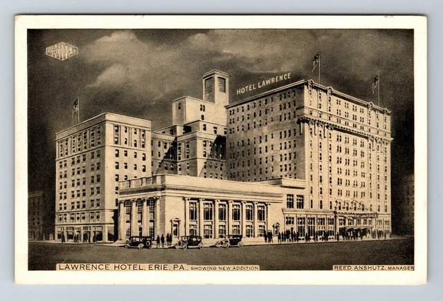 Erie PA- Pennsylvania, Lawrence Hotel, Outside View, Vintage Postcard