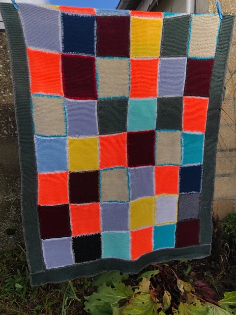Plaid Couverture Hand Made Fait Main Vintage Multicolore