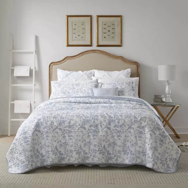 Laura Ashley Home - King Size Quilt Set, Cotton Reversible Bedding, Lightweig...