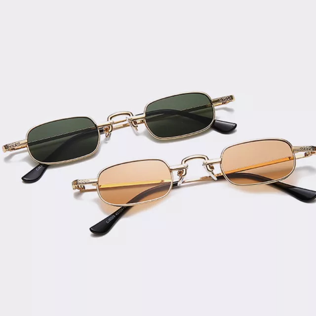 Mens Womens Small Rectangle Sunglasses Tinted UV400 Metal Fashion Glasses H