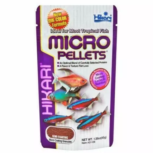 Hikari Micro Pellets 45g - Fish Food For Most Small Tropical Fish semi floating