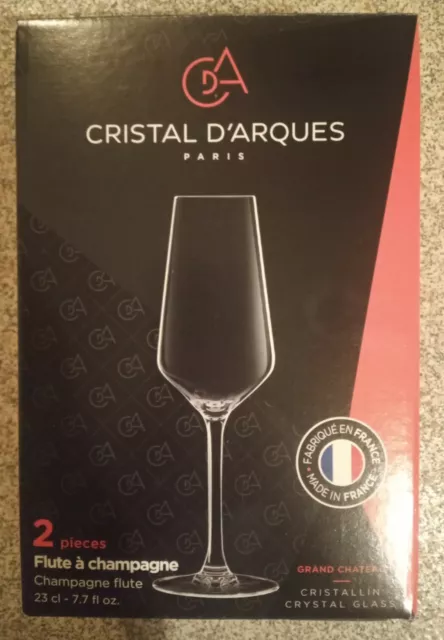 2 X Cristal D'arques PARIS CHAMPAGNE FLUTES New in box