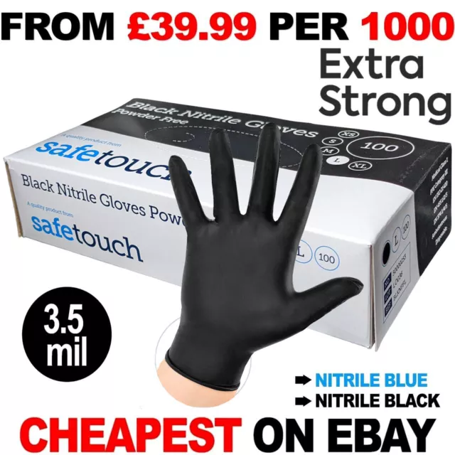 Black Nitrile Powder & Latex Free Thick Disposable Gloves Tattoo Mechanic 100