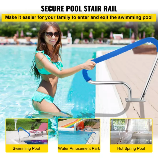 VEVOR Swimming Pool Handrail 98.9x81.3cm Stainless Steel Step Grab Pool Railing 2