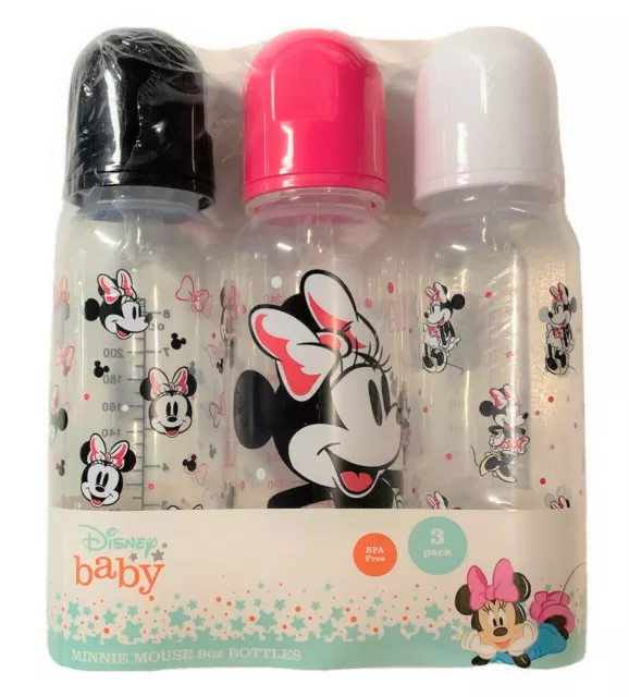 Cudlie Disney Baby Girl 11 oz Pack of 2 Baby Bottles, Minnie Mouse